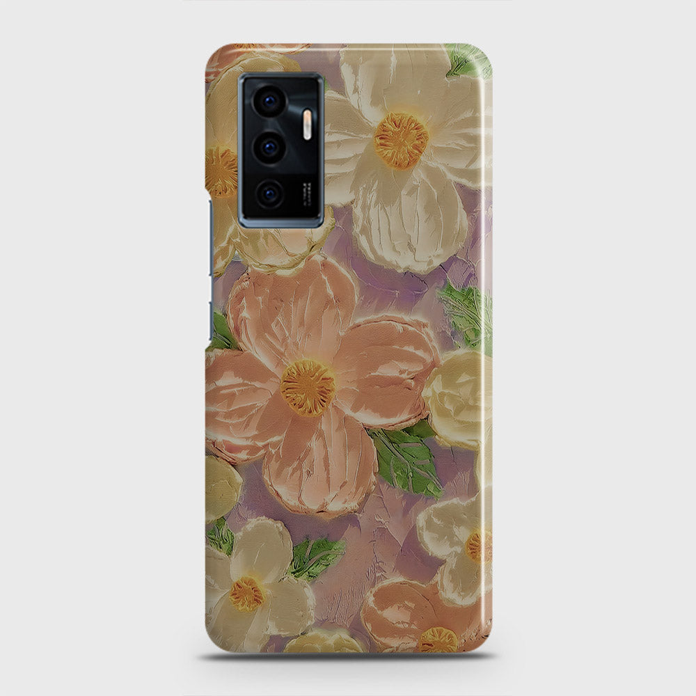 Vivo V23e Cover - Floral Series - Design 11 - White & Green - Matte Finish - Snap On Hard Case with LifeTime Colors Guarantee