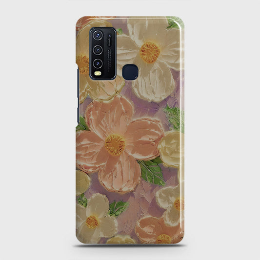 Vivo Y30  Cover - Floral Series - Design 11 - White & Green - Matte Finish - Snap On Hard Case with LifeTime Colors Guarantee