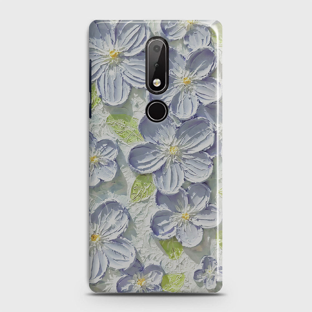 Nokia 6.1 Plus Cover - Floral Series - Design 12 - Purple & Green - Matte Finish - Snap On Hard Case with LifeTime Colors Guarantee