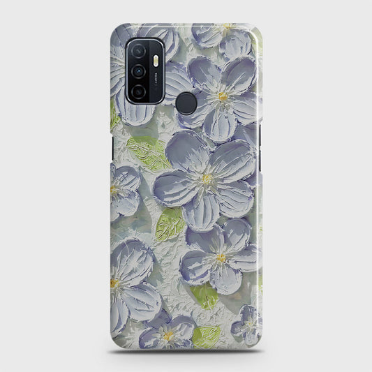 Oppo A53 Cover - Floral Series - Design 12 - Purple & Green - Matte Finish - Snap On Hard Case with LifeTime Colors Guarantee