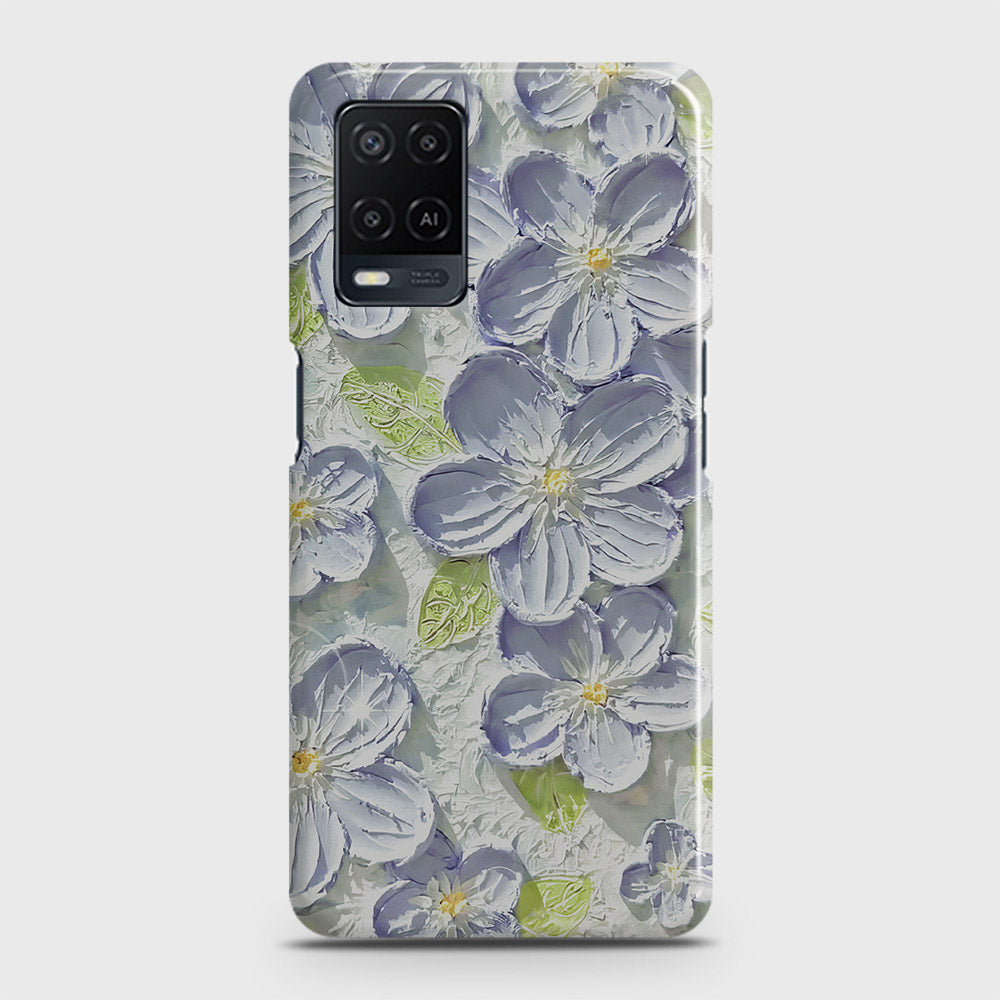 Oppo A54  Cover - Floral Series - Design 12 - Purple & Green - Matte Finish - Snap On Hard Case with LifeTime Colors Guarantee