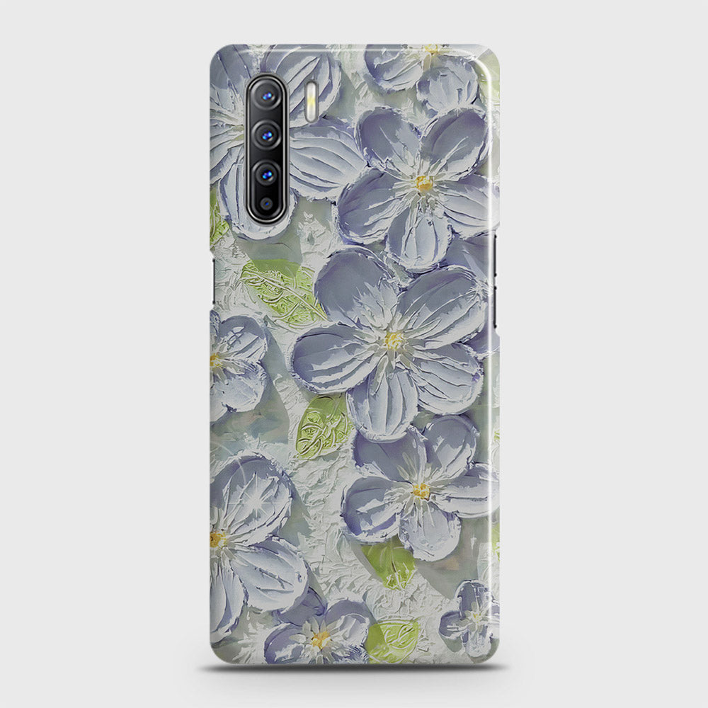 Oppo F15 Cover - Floral Series - Design 12 - Purple & Green - Matte Finish - Snap On Hard Case with LifeTime Colors Guarantee (Fast Delivery)(FS)