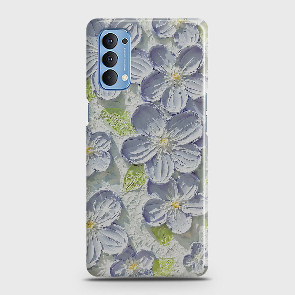 Oppo Reno 4 4G Cover - Floral Series - Design 12 - Purple & Green - Matte Finish - Snap On Hard Case with LifeTime Colors Guarantee