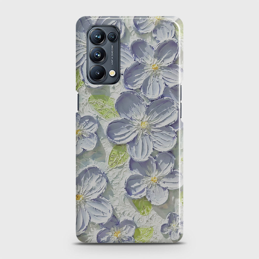 Oppo Reno 5 4G Cover - Floral Series - Design 12 - Purple & Green - Matte Finish - Snap On Hard Case with LifeTime Colors Guarantee