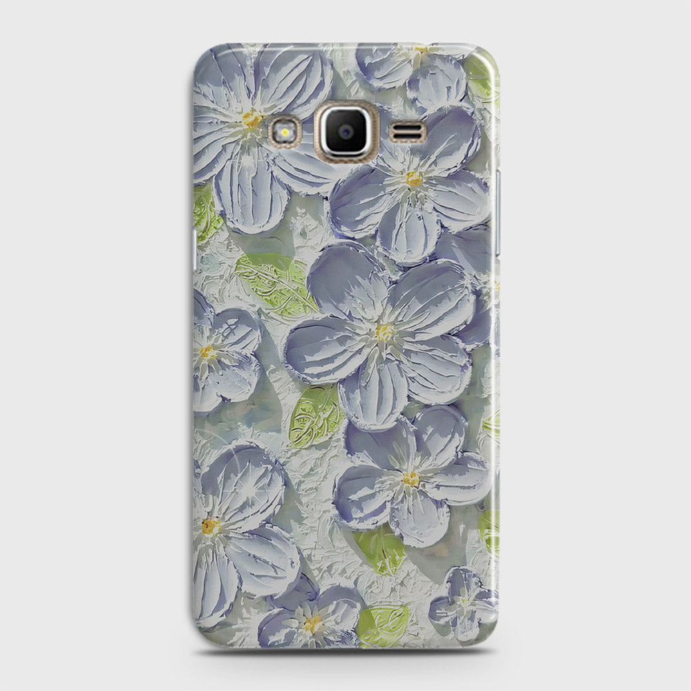 Samsung Galaxy J7 2015 Cover - Floral Series - Design 12 - Purple & Green - Matte Finish - Snap On Hard Case with LifeTime Colors Guarantee