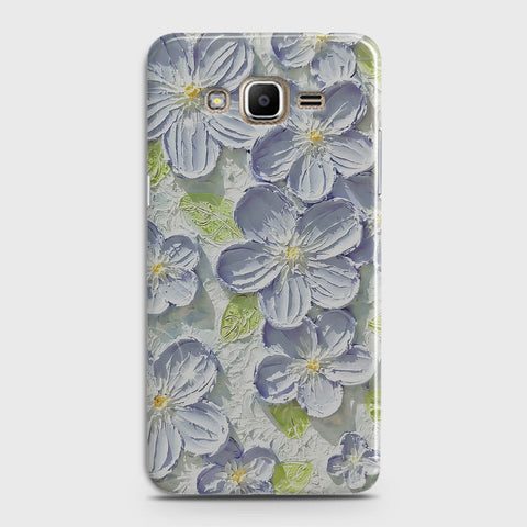 Samsung Galaxy J7 2015 Cover - Floral Series - Design 12 - Purple & Green - Matte Finish - Snap On Hard Case with LifeTime Colors Guarantee