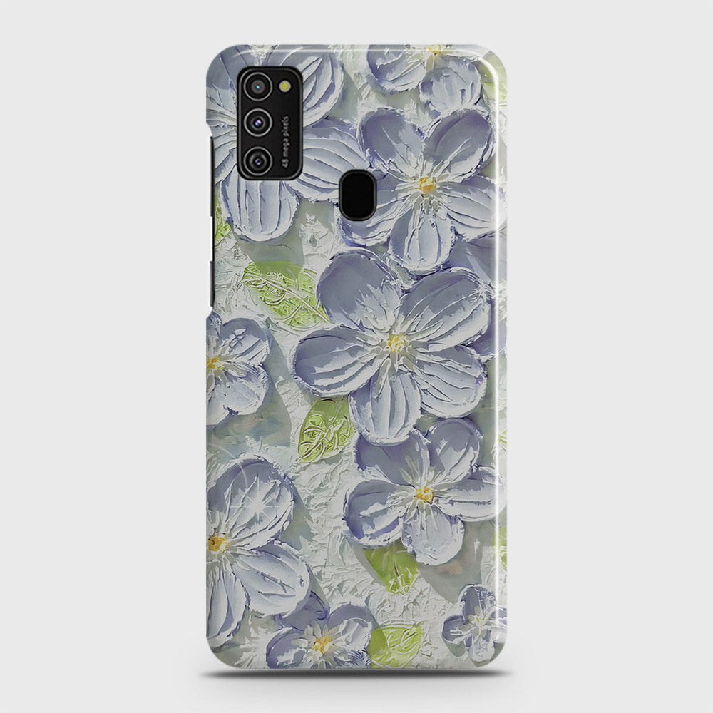 Samsung Galaxy M21 Cover - Floral Series - Design 12 - Purple & Green - Matte Finish - Snap On Hard Case with LifeTime Colors Guarantee