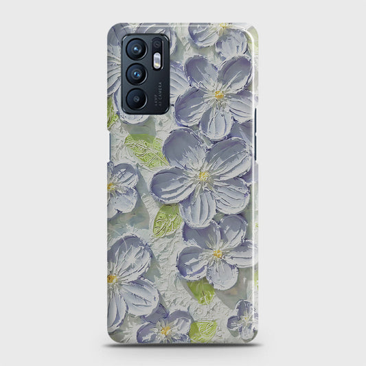 Oppo Reno 6 Cover - Floral Series - Design 12 - Purple & Green - Matte Finish - Snap On Hard Case with LifeTime Colors Guarantee