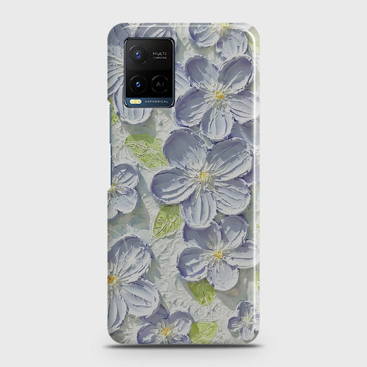 Vivo Y21 Cover - Floral Series - Design 12 - Purple & Green - Matte Finish - Snap On Hard Case with LifeTime Colors Guarantee