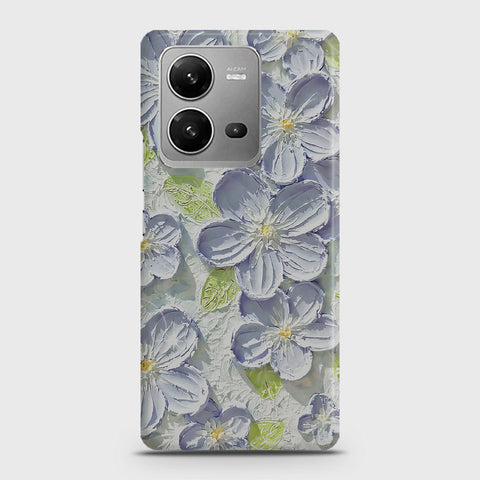 Vivo V25 Cover - Floral Series - Design 12 - Purple & Green - Matte Finish - Snap On Hard Case with LifeTime Colors Guarantee