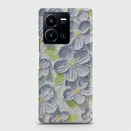 Vivo Y35 Cover - Floral Series - Design 12 - Purple & Green - Matte Finish - Snap On Hard Case with LifeTime Colors Guarantee