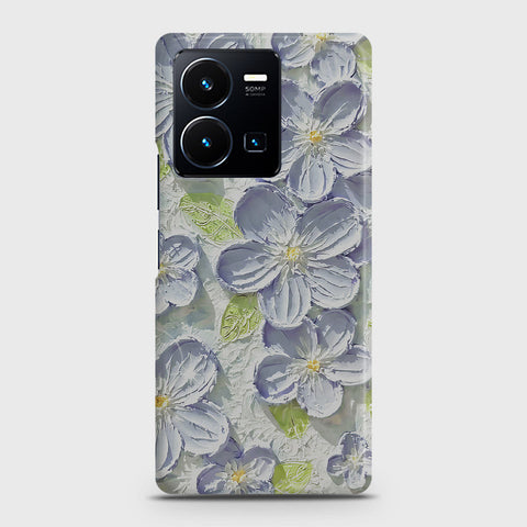 Vivo Y35 Cover - Floral Series - Design 12 - Purple & Green - Matte Finish - Snap On Hard Case with LifeTime Colors Guarantee