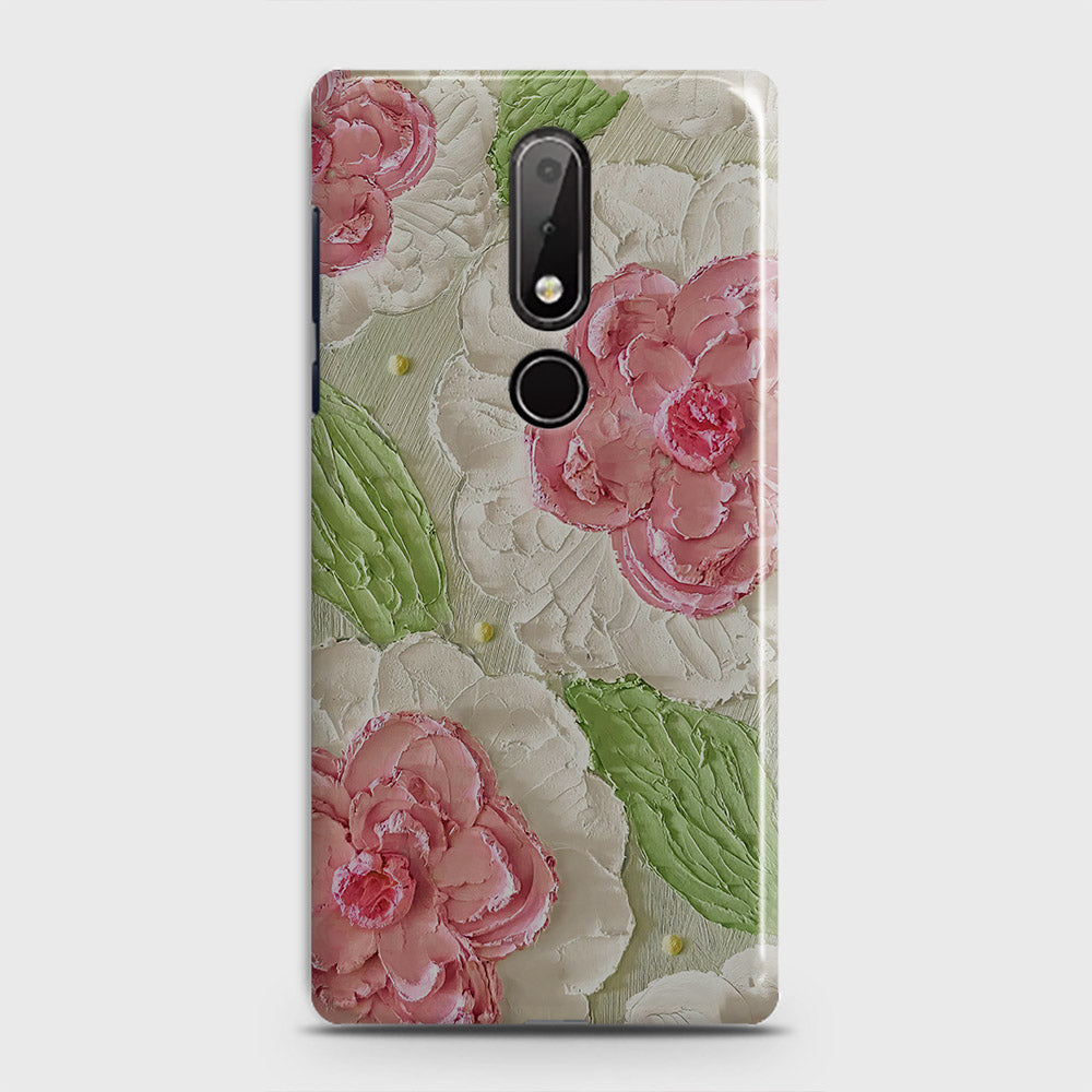 Nokia 6.1 Plus Cover - Floral Series - Design 13 - Green - Matte Finish - Snap On Hard Case with LifeTime Colors Guarantee