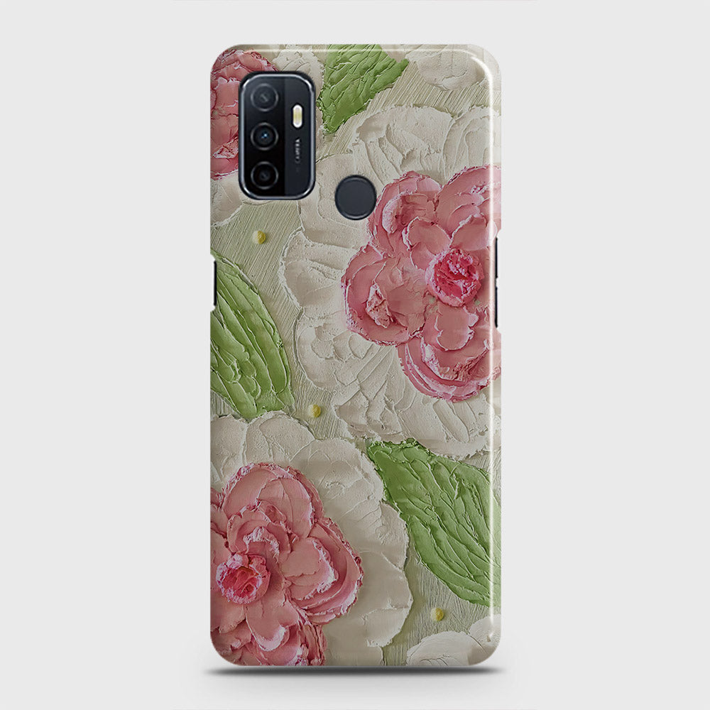 Oppo A53 Cover - Floral Series - Design 13 - Green - Matte Finish - Snap On Hard Case with LifeTime Colors Guarantee