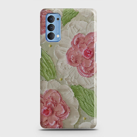 Oppo Reno 4 4G Cover - Floral Series - Design 13 - Green - Matte Finish - Snap On Hard Case with LifeTime Colors Guarantee