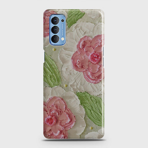 Oppo Reno 4 4G Cover - Floral Series - Design 13 - Green - Matte Finish - Snap On Hard Case with LifeTime Colors Guarantee