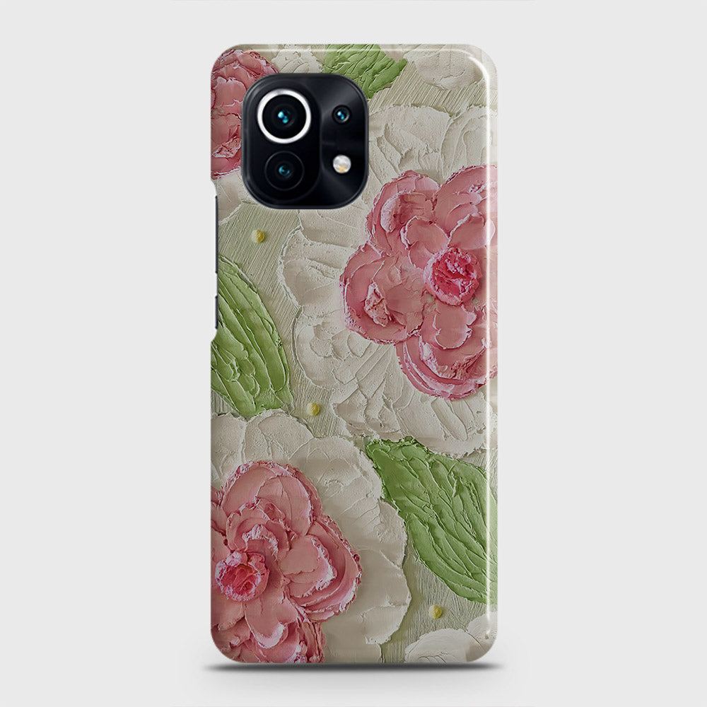 Xiaomi Mi 11 Lite Cover - Floral Series - Design 13 - Green - Matte Finish - Snap On Hard Case with LifeTime Colors Guarantee