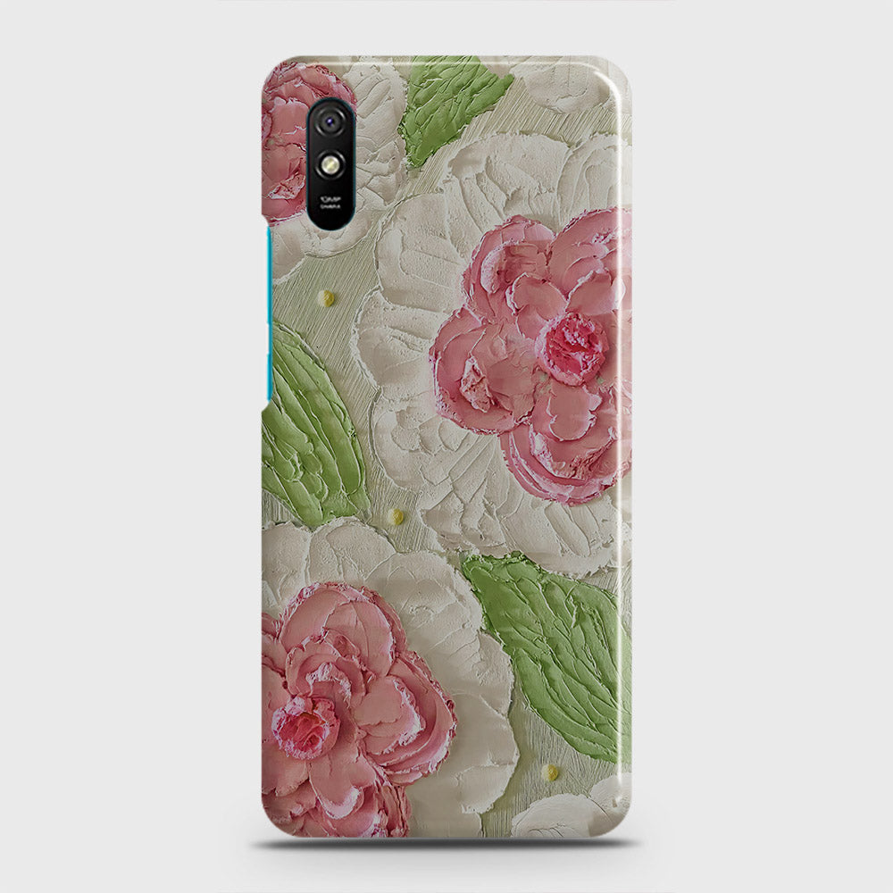 Xiaomi Redmi 9A Cover - Floral Series - Design 13 - Green - Matte Finish - Snap On Hard Case with LifeTime Colors Guarantee