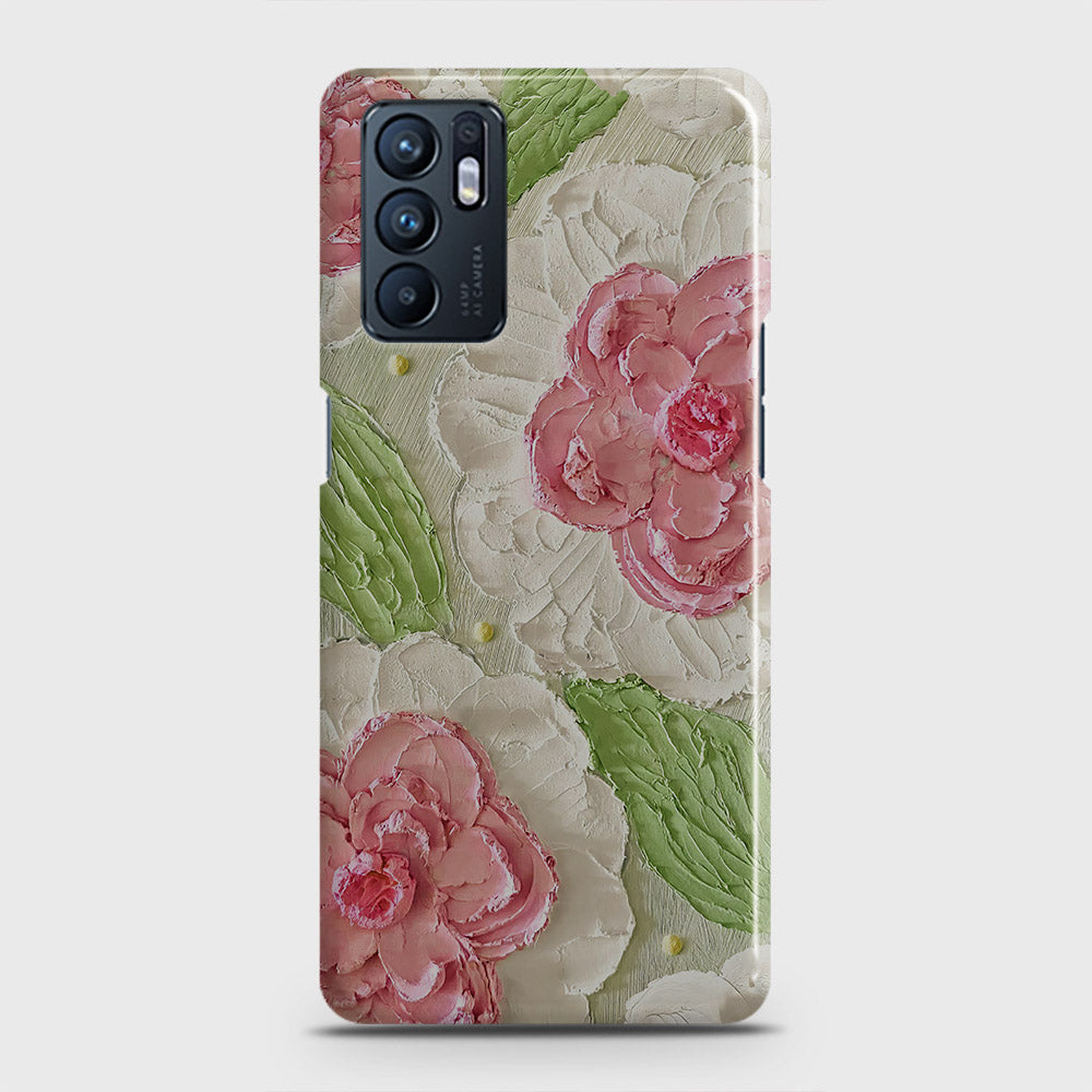 Oppo Reno 6 Cover - Floral Series - Design 13 - Green - Matte Finish - Snap On Hard Case with LifeTime Colors Guarantee