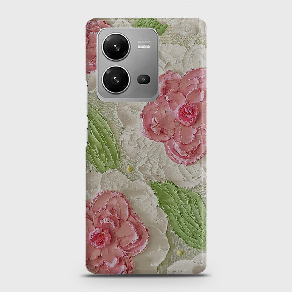 Vivo V25 Cover - Floral Series - Design 13 - Green - Matte Finish - Snap On Hard Case with LifeTime Colors Guarantee
