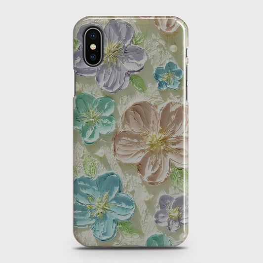 iPhone XS Cover - Floral Series - Design 14 - Blue & Purple - Matte Finish - Snap On Hard Case with LifeTime Colors Guarantee