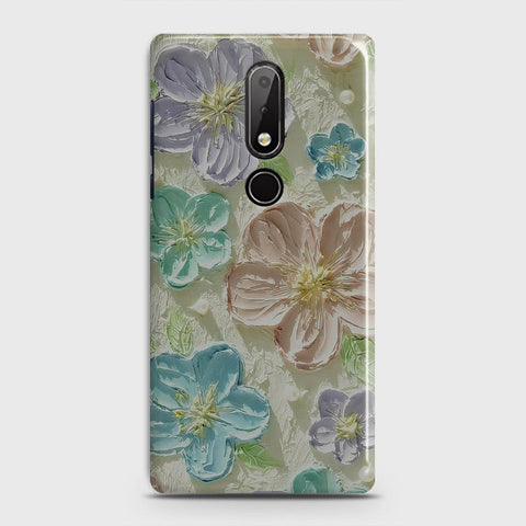 Nokia 6.1 Plus Cover - Floral Series - Design 14 - Blue & Purple - Matte Finish - Snap On Hard Case with LifeTime Colors Guarantee