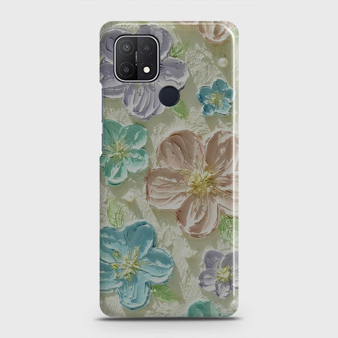 Oppo A15 Cover - Floral Series - Design 14 - Blue & Purple - Matte Finish - Snap On Hard Case with LifeTime Colors Guarantee