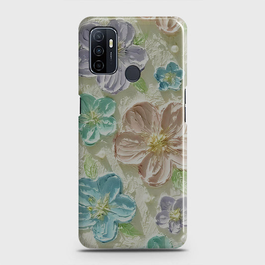 Oppo A53 Cover - Floral Series - Design 14 - Blue & Purple - Matte Finish - Snap On Hard Case with LifeTime Colors Guarantee