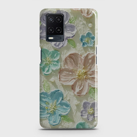 Oppo A54  Cover - Floral Series - Design 14 - Blue & Purple - Matte Finish - Snap On Hard Case with LifeTime Colors Guarantee