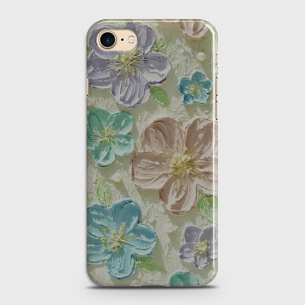 iPhone 7 Cover - Floral Series - Design 14 - Blue & Purple - Matte Finish - Snap On Hard Case with LifeTime Colors Guarantee