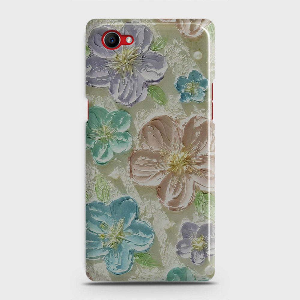 Oppo F7 Youth Cover - Floral Series - Design 14 - Blue & Purple - Matte Finish - Snap On Hard Case with LifeTime Colors Guarantee