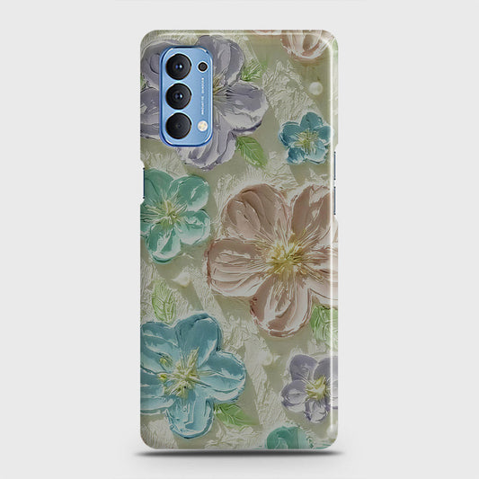 Oppo Reno 4 4G Cover - Floral Series - Design 14 - Blue & Purple - Matte Finish - Snap On Hard Case with LifeTime Colors Guarantee