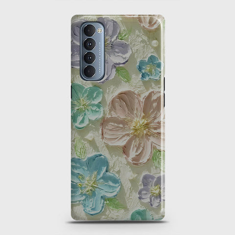 Oppo Reno 4 Pro 4G Cover - Floral Series - Design 14 - Blue & Purple - Matte Finish - Snap On Hard Case with LifeTime Colors Guarantee