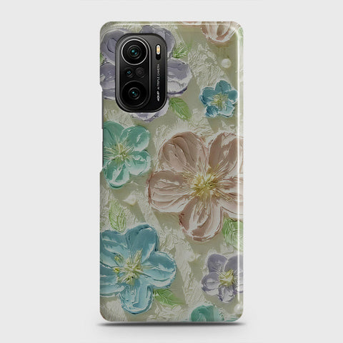 Xiaomi Poco F3 Cover - Floral Series - Design 14 - Blue & Purple - Matte Finish - Snap On Hard Case with LifeTime Colors Guarantee