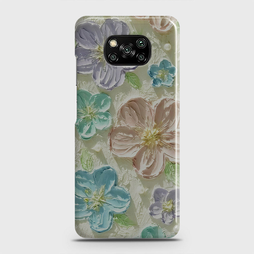 Xiaomi Poco X3 Pro Cover - Floral Series - Design 14 - Blue & Purple - Matte Finish - Snap On Hard Case with LifeTime Colors Guarantee