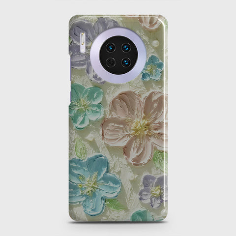Huawei Mate 30 Cover - Floral Series - Design 14 - Blue & Purple - Matte Finish - Snap On Hard Case with LifeTime Colors Guarantee