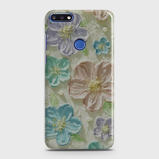 Honor 7A Cover - Floral Series - Design 14 - Blue & Purple - Matte Finish - Snap On Hard Case with LifeTime Colors Guarantee
