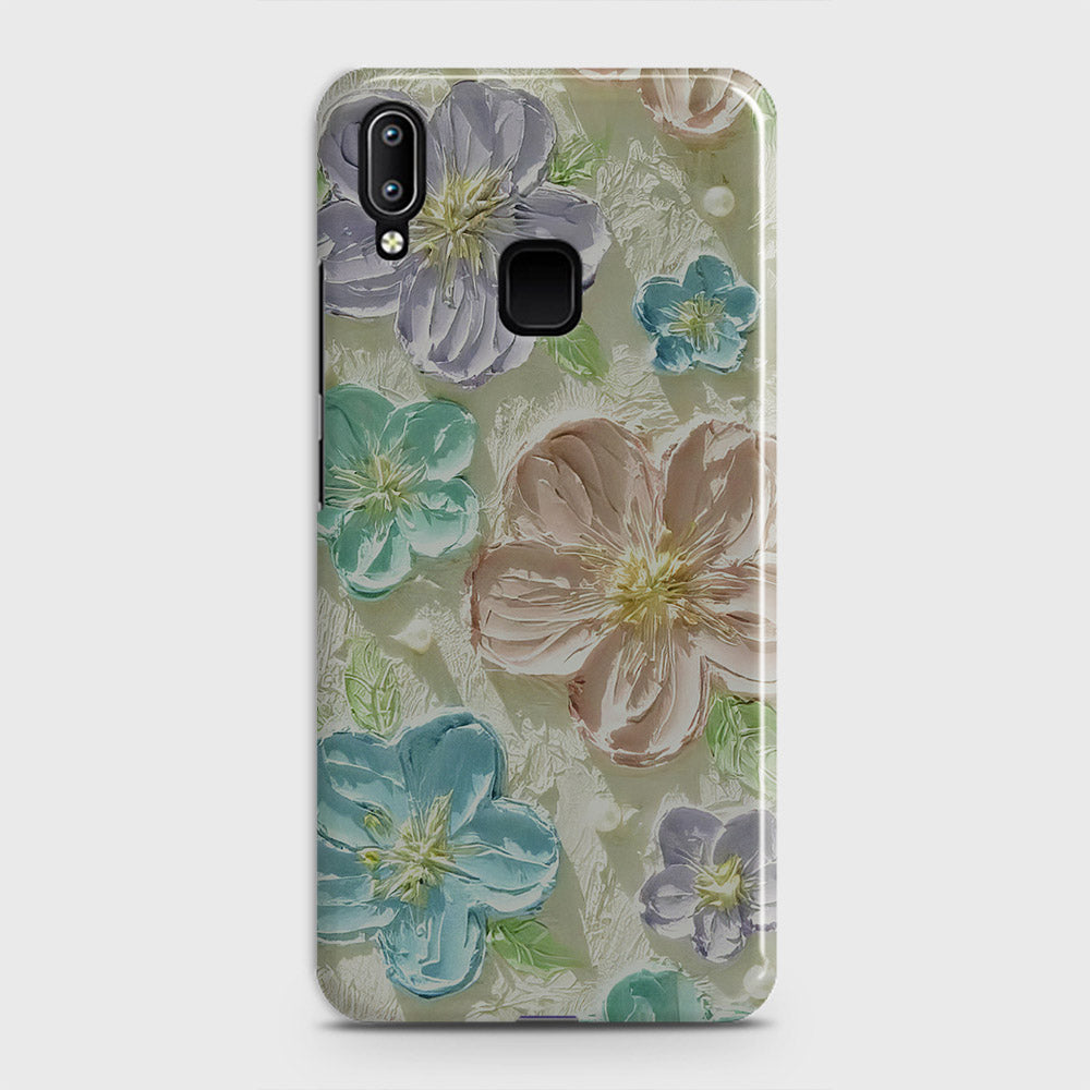 Vivo Y91 Cover - Floral Series - Design 14 - Blue & Purple - Matte Finish - Snap On Hard Case with LifeTime Colors Guarantee