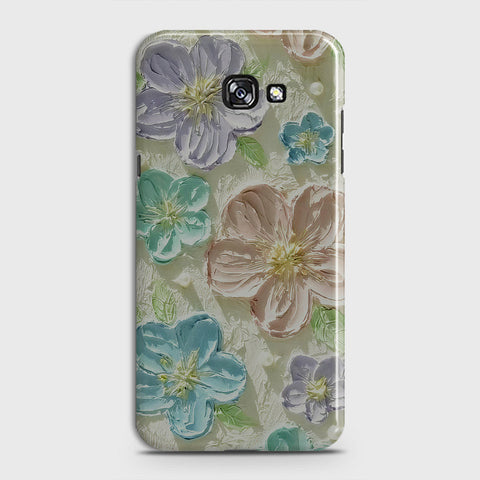 Samsung Galaxy A3 2017 Cover - Floral Series - Design 14 - Blue & Purple - Matte Finish - Snap On Hard Case with LifeTime Colors Guarantee