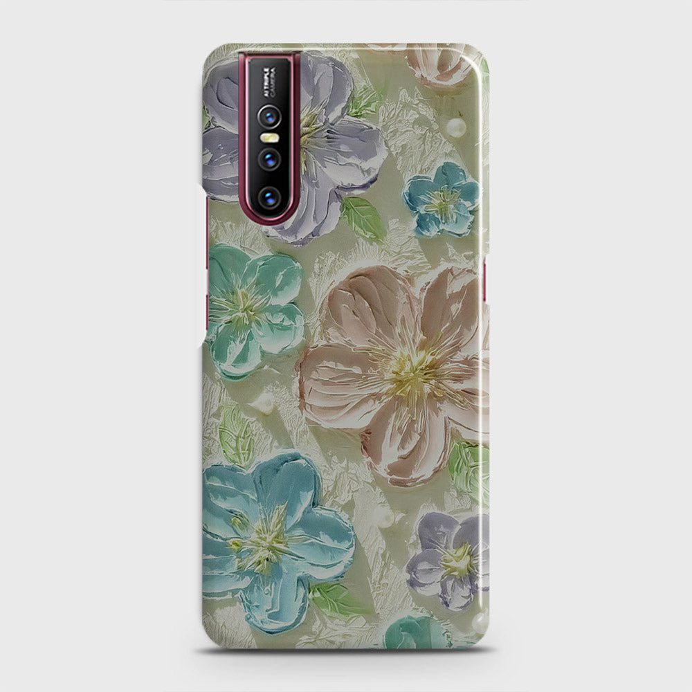 Vivo V15 Pro Cover - Floral Series - Design 14 - Blue & Purple - Matte Finish - Snap On Hard Case with LifeTime Colors Guarantee