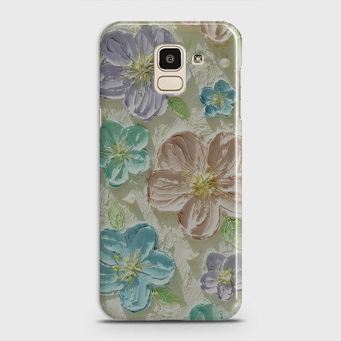 Samsung Galaxy J6 2018 Cover - Floral Series - Design 14 - Blue & Purple - Matte Finish - Snap On Hard Case with LifeTime Colors Guarantee