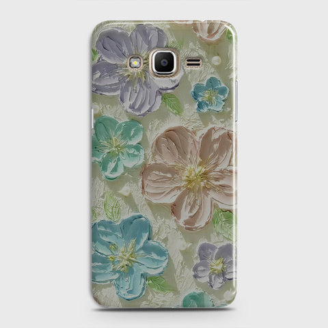 Samsung Galaxy J7 2015 Cover - Floral Series - Design 14 - Blue & Purple - Matte Finish - Snap On Hard Case with LifeTime Colors Guarantee