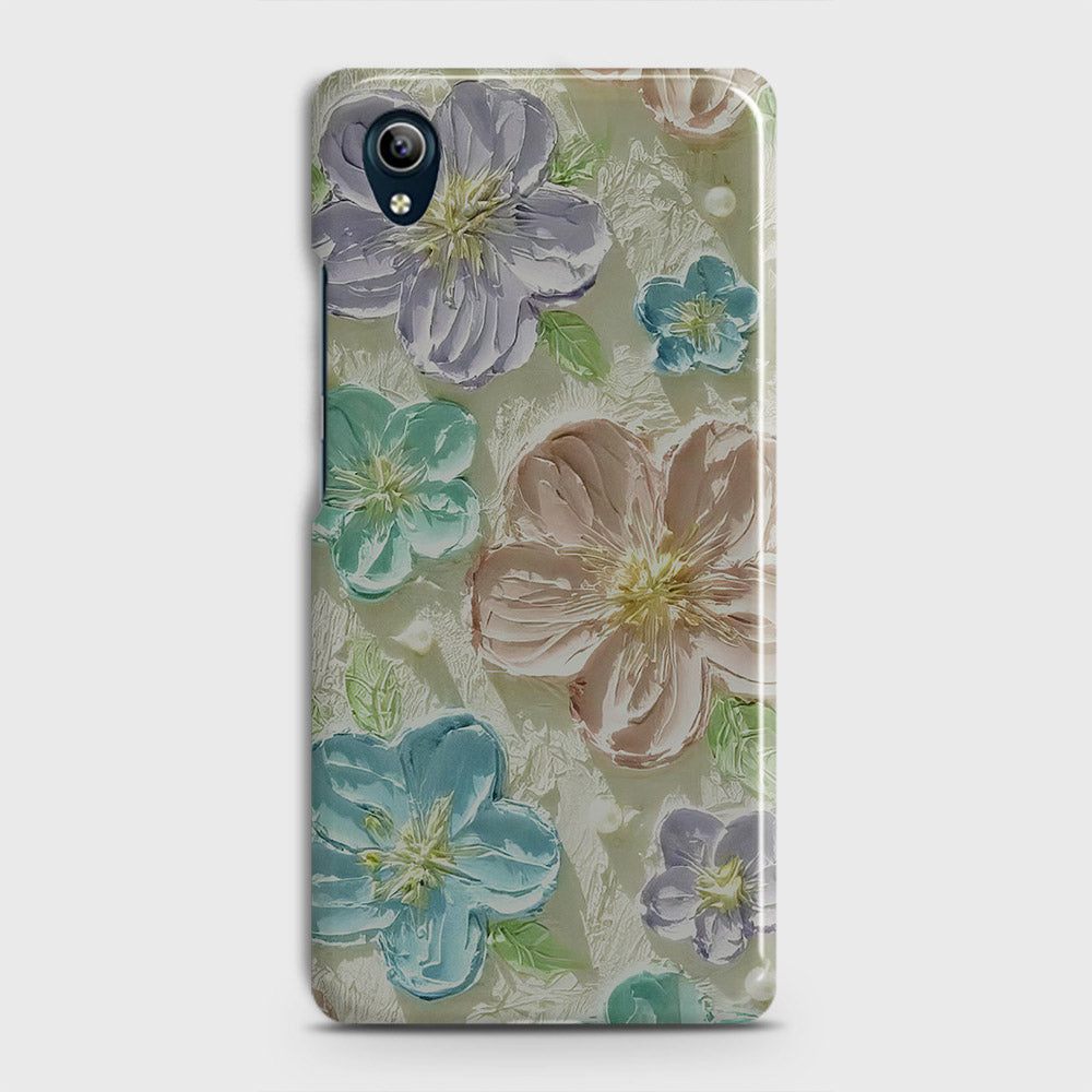 Vivo Y91C Cover - Floral Series - Design 14 - Blue & Purple - Matte Finish - Snap On Hard Case with LifeTime Colors Guarantee
