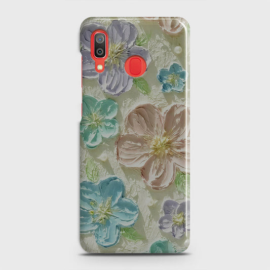 Samsung Galaxy A20 Cover - Floral Series - Design 14 - Blue & Purple - Matte Finish - Snap On Hard Case with LifeTime Colors Guarantee