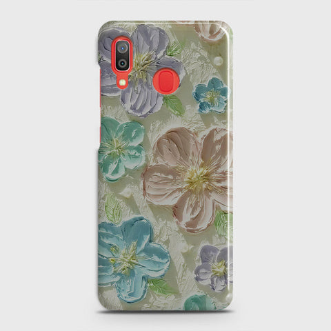 Samsung Galaxy A20 Cover - Floral Series - Design 14 - Blue & Purple - Matte Finish - Snap On Hard Case with LifeTime Colors Guarantee