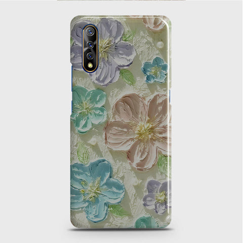 Vivo S1 Cover - Floral Series - Design 14 - Blue & Purple - Matte Finish - Snap On Hard Case with LifeTime Colors Guarantee
