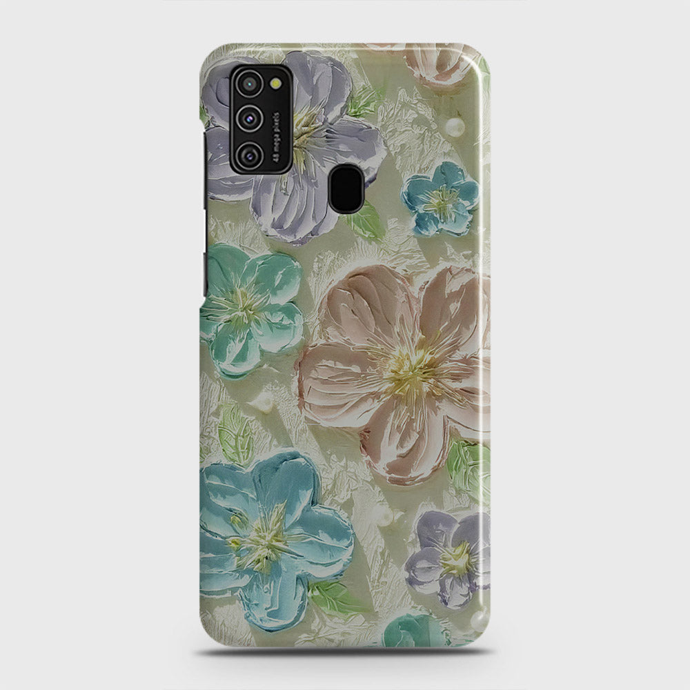 Samsung Galaxy M21 Cover - Floral Series - Design 14 - Blue & Purple - Matte Finish - Snap On Hard Case with LifeTime Colors Guarantee