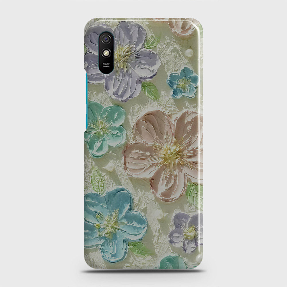 Xiaomi Redmi 9A Cover - Floral Series - Design 14 - Blue & Purple - Matte Finish - Snap On Hard Case with LifeTime Colors Guarantee