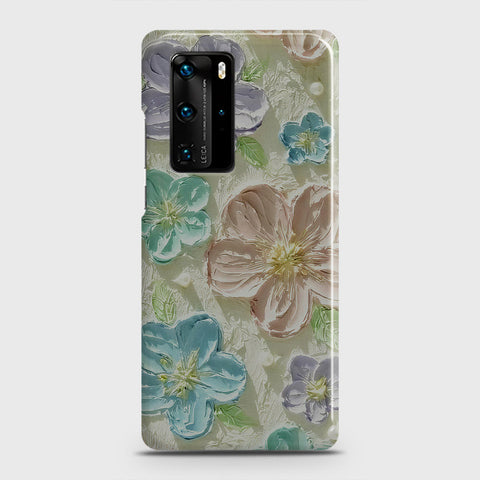 Huawei P40 Pro Cover - Floral Series - Design 14 - Blue & Purple - Matte Finish - Snap On Hard Case with LifeTime Colors Guarantee