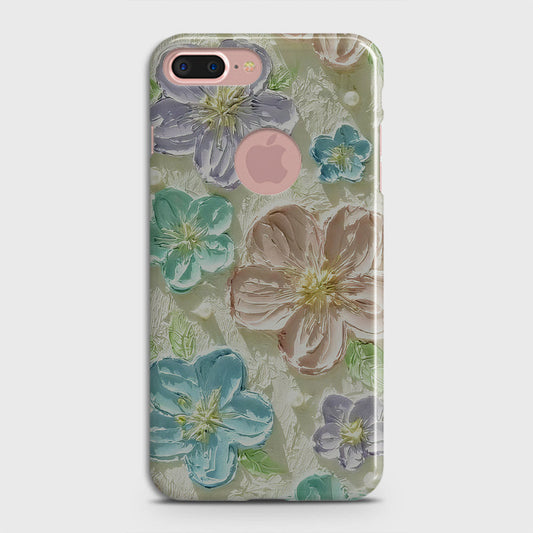 iPhone 8 / 7 Logo Cover - Floral Series - Design 14 - Blue & Purple - Matte Finish - Snap On Hard Case with LifeTime Colors Guarantee